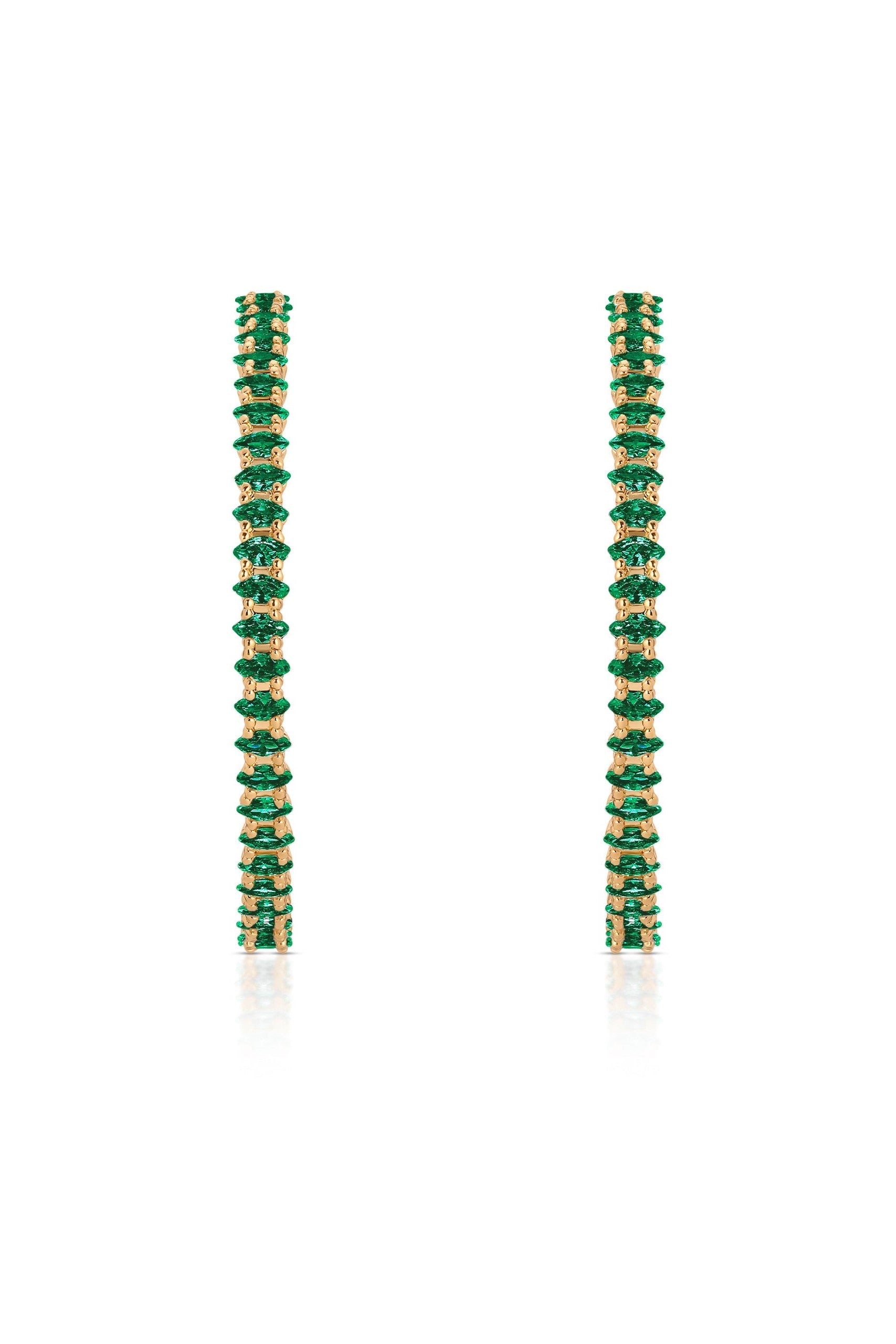 Emerald Marquise Hoop Earrings