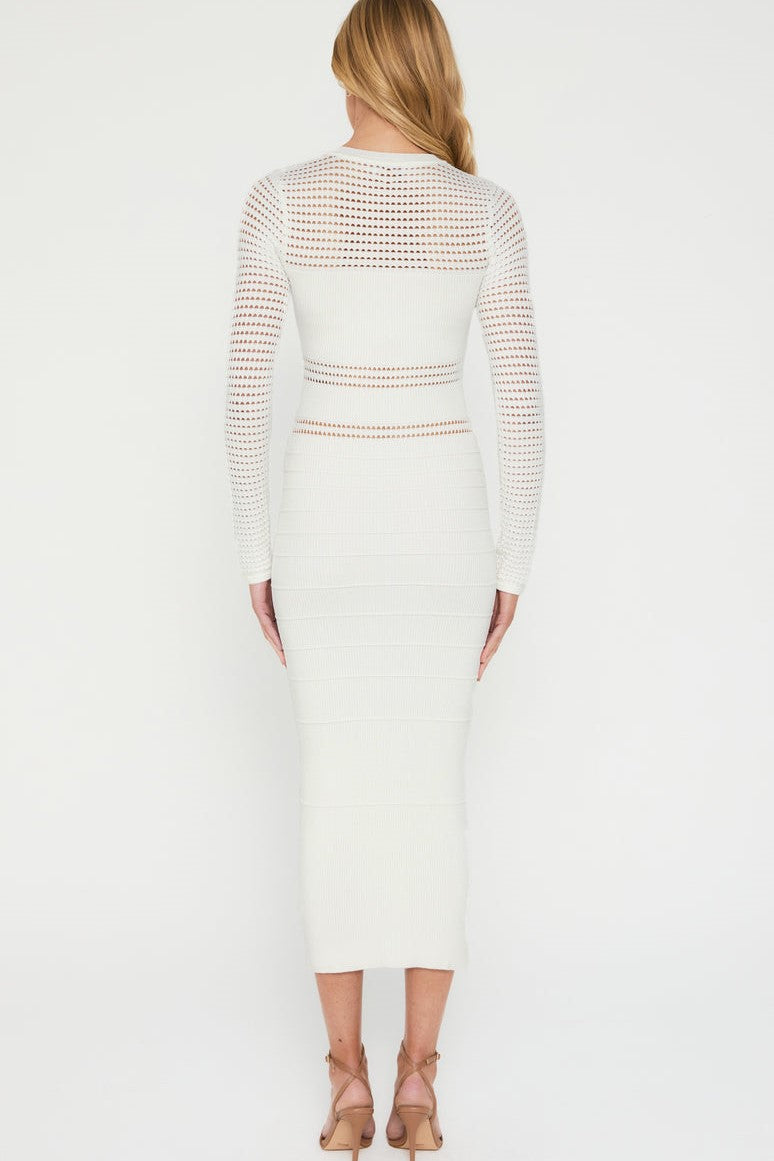 Jessa Crochet Midi Dress - White