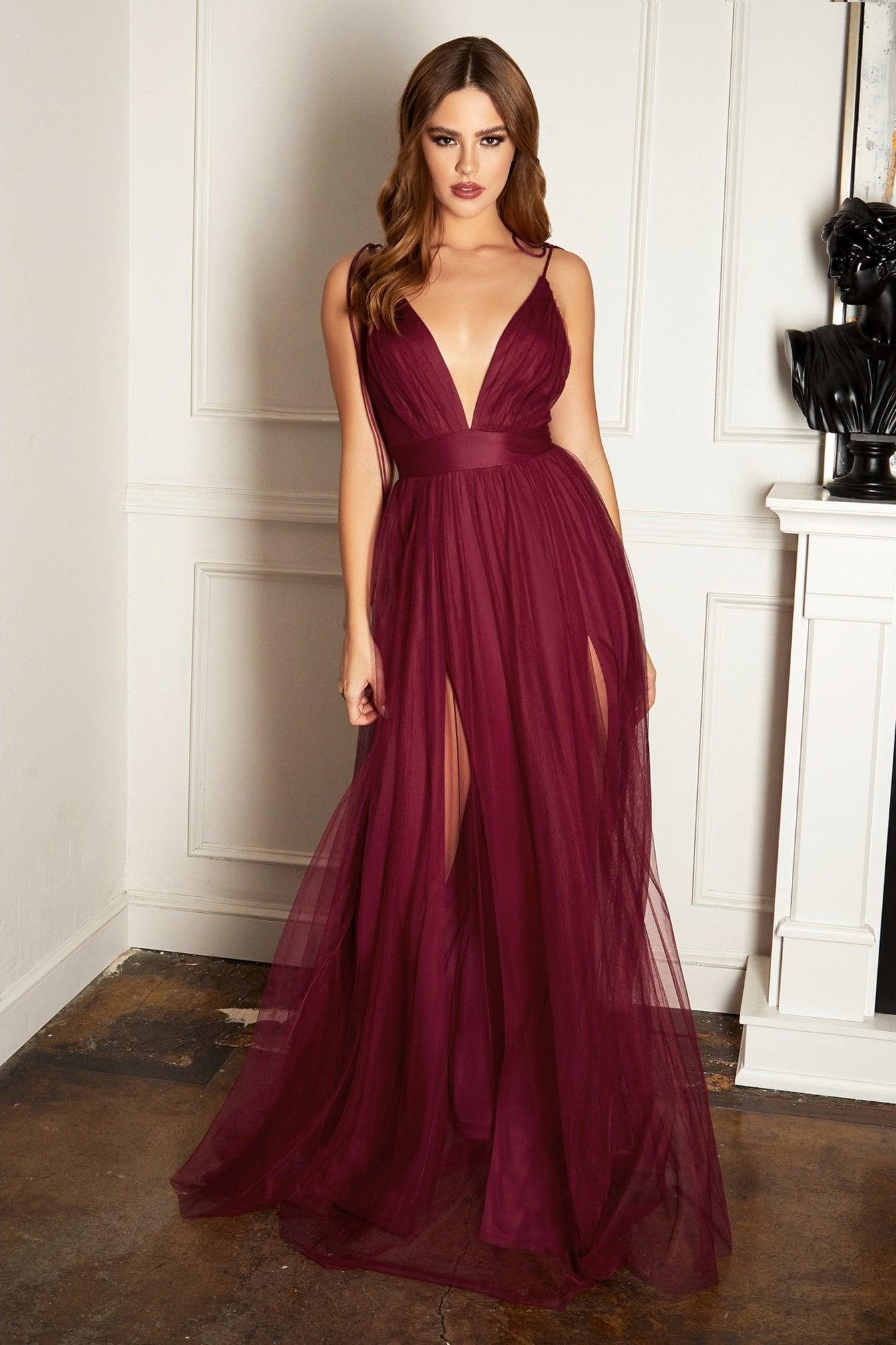 Chloe Tulle Dress - Burgundy