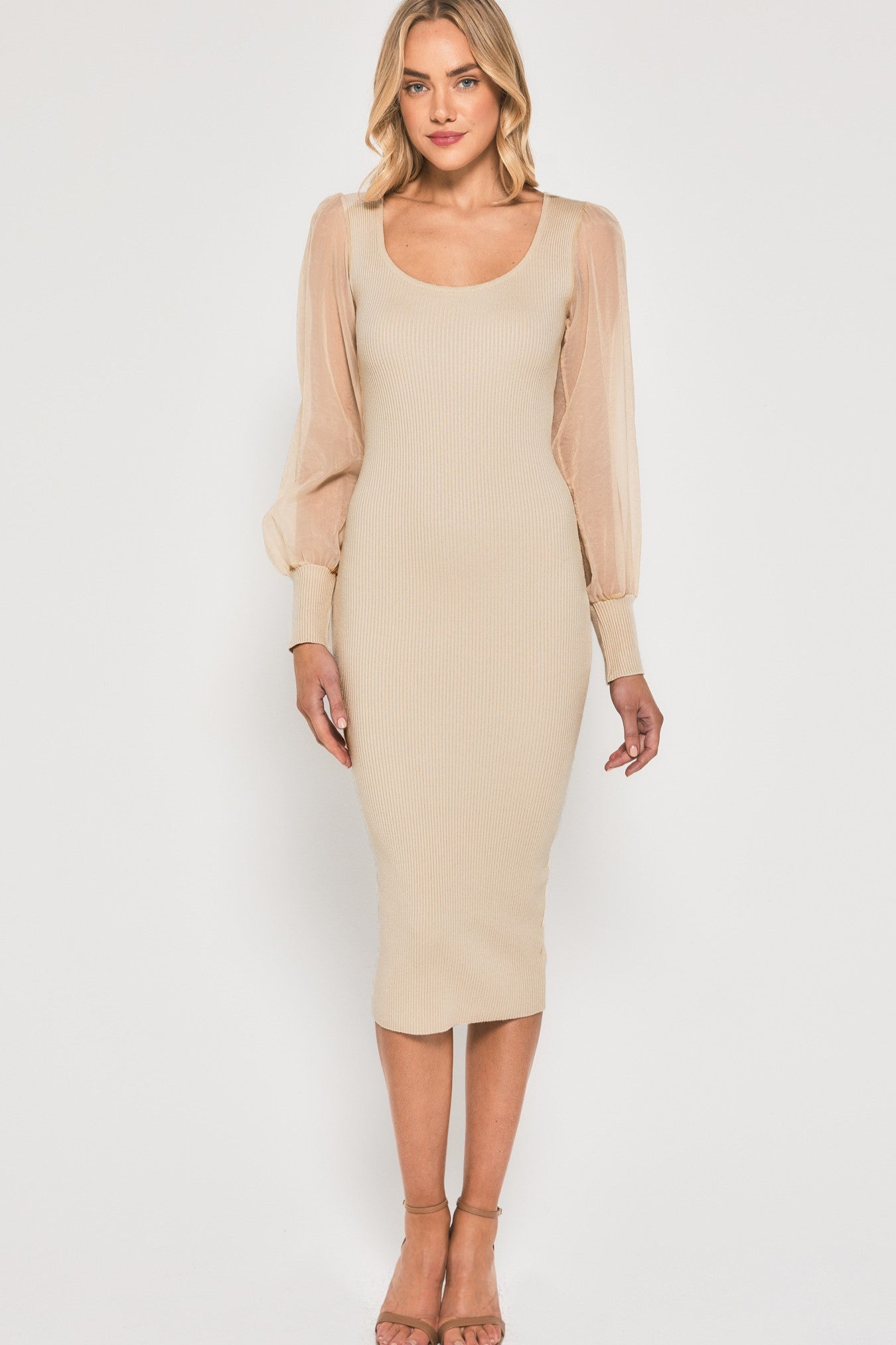 Amelia Knit Midi Dress - Cream